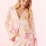 Renetta PInk Satin Floral Shirt