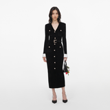 Black Chenille Knit Midi Dress