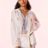 Dresner Cotton Lace-Trimmed Blouse