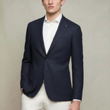 Linen Cotton Jersey Blazer in Navy