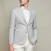 Linen Cotton Jersey Blazer in Ice Grey