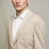 Linen Cotton Jersey Blazer in Sand