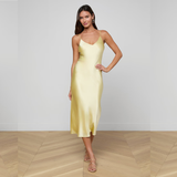 Seridie Silk Slip Dress in Lemon