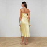 Seridie Silk Slip Dress in Lemon