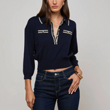 Malaki Navy Cropped Sweater Top