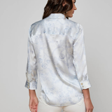 Dani Silk Shirt in Ivory Blue Lace Print