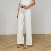 Joanne Low-Rise Wide-Leg Jean in Ecru