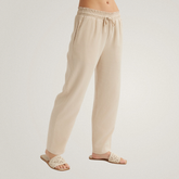 Smocked Waist Trousers - Linen Sand - Sold as a Set
