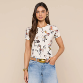 Ressi Fitted Tee in Ecru Butterfly
