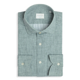 Forest Green Textured Pattern Shirt Collar