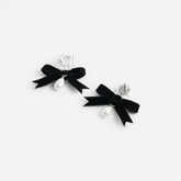 Pearl Black Bow Earring