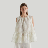 Fil Coupé Ruffle Tie-Back Blouse