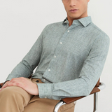 Forest Green Textured Pattern Shirt Collar