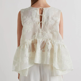 Fil Coupé Ruffle Tie-Back Blouse