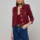 Kumi Cropped Jacket in Black Cherry