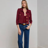 Kumi Cropped Jacket in Black Cherry