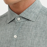 Forest Green Textured Pattern Shirt Collar