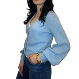 Sky Blue Silk & Cashmere Cardigan – Soft Luxe Layering