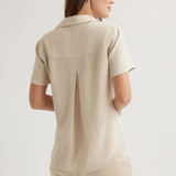 Short Sleeve Pocket Button Down - Linen Sand - Sold as a Set