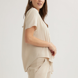 Short Sleeve Pocket Button Down - Linen Sand - Sold as a Set