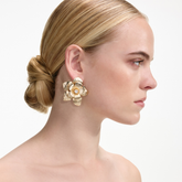 Gold Flower Tiered Earrings