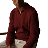 Rib Knit Polo in Burgundy