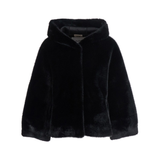 Navy Hooded Faux Fur Jacket