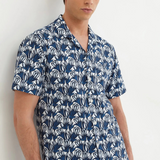 Blue Texture Pattern Short Sleeve Active Shirt