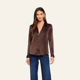 Tyler Silk Blouse in Dark Java