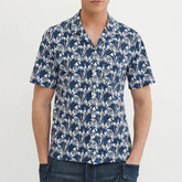 Blue Texture Pattern Short Sleeve Active Shirt