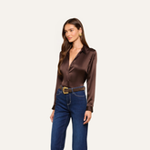 Tyler Silk Blouse in Dark Java