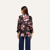 Dani Silk Blouse in Black Distressed Rose