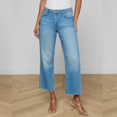 Wanda Cropped Wide-Leg Jean in Light Denim
