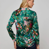 Tyler Silk Blouse in Green Butterfly