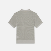 Open Weave Polo Sweater in Grey