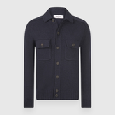 Patch Pockets Merino Overshirt in Navy