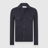 Patch Pockets Merino Overshirt in Navy
