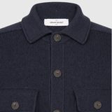 Patch Pockets Merino Overshirt in Navy