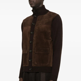 Suede Fronted Merino Knit Jacket