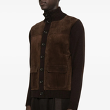 Suede Fronted Merino Knit Jacket