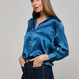 Dani Silk Blouse in Stone Blue