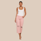 Blaine Cropped Jeans in Blush Pink