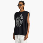 Sleeveless Graphic T-shirt in Black