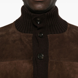 Suede Fronted Merino Knit Jacket