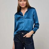 Dani Silk Blouse in Stone Blue