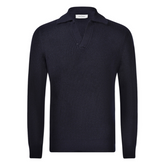 Rib Knit Polo in Navy