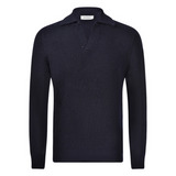 Rib Knit Polo in Navy