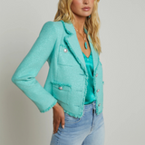 Sylvia Tweed Jacket in Aqua