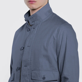 Soil Techno Linen Bomber Jacket in Blue