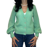 Bright Green Silk & Cashmere Cardigan – Soft Luxe Layering